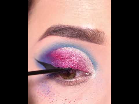 #shorts Pink and Blue Cut Crease BRIDAL Eye Makeup || Colourful Eyeshadow Look || Shilpa