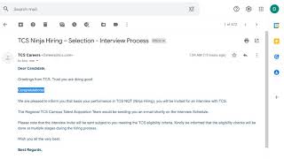 TCS Ninja Interview Mail || TCS ninja Result Declared || tcs nqt #nqt #ninja #tcs #Tcs #cutoff