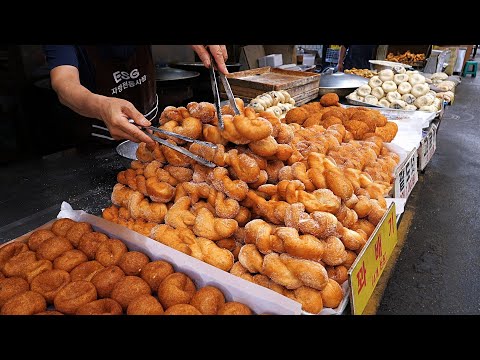 Donut Master with Amazing Speed! Really Cheap Traditional Market Donuts,dumpling/ Korean Street Food