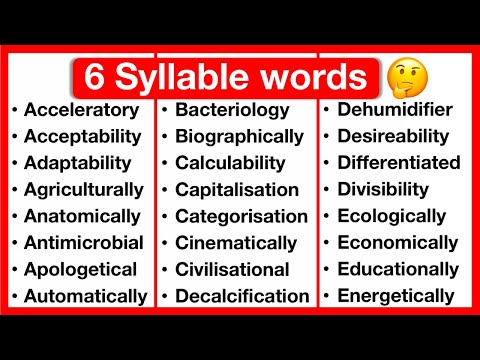 6 Syllable Word List 🤔 | Syllables in English | Types of Syllables | Learn with examples