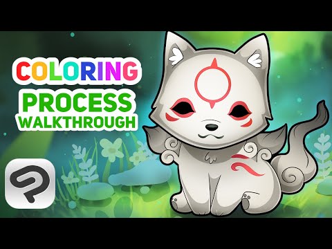 Learn to Color EASILY in This Clip Studio Paint Lesson (Okami fox, Chibiterasu!)