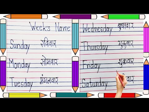 Week name | Sunday Monday | संडे मंडे | saptah ke naam | sunday mande | sunday monday ki spelling 01