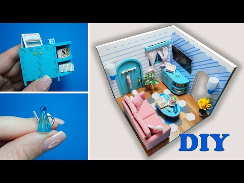 DIY Roombox constructor. Miniature living room. Relaxing Video #dollhouse #roombox #livingroom