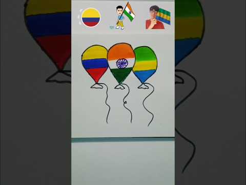 Indian 🇮🇳 Flag Drawing With Gabon 🇬🇦 And Columbia 🇨🇴 | #shorts #drawing