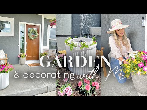 GARDENING and  DECORATING WITH ME || SUMMER FLORAL FRONT PORCH DECOR INSPO || PLANTING VEGETABLES