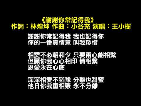 《謝謝你常記得我》王小樹