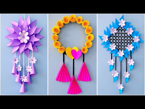 3 Easy and Quick Paper Wall Hanging Ideas / A4 sheet Wall decor / Cardboard  Reuse /Room Decor DIY