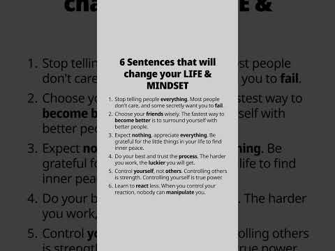 6 Sentences that will change your life & mindset