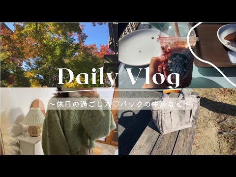 【VLOG 】休日の過ごし方🐰家族と紅葉狩り🍁準備の様子やバックの中身を紹介します【カワニシカバン/ガーデントート】