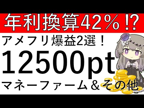 【年利換算42％⁉】アメフリの爆益案件2選！計1万25000ptが貰えます！マネーファームとパルシステムで爆益です！