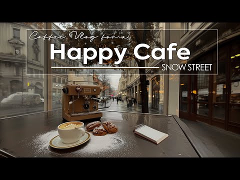 Happy Cafe Roundabout ~ Morning Jazz Music & Coffee Vlog for a Snow Street with Peaceful Aroma 🎶🛎️