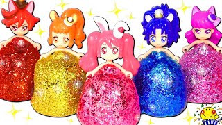 メルちゃんとプリキュアをキラキラ粘土ドレスに変身させてみよう！あみだくじ風ゲームで手作り衣装に着せ替えショー❤