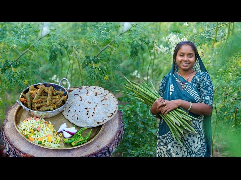 Healthy Drumstick Curry & Millet Bread Makking By Village Woman  | Bajre Ki Roti | Village Food