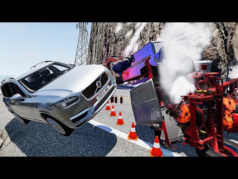 Cars VS  DANGEROUS CLİFF #15 Steep Slopes Mountain Road - Don't Stop - BeamNG Drive