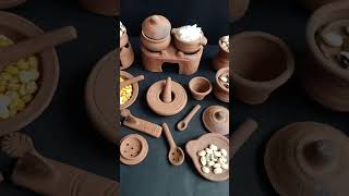 Miniature latest clay kitchen set unboxing l Primitive clay kitchen set l #bartan #bande