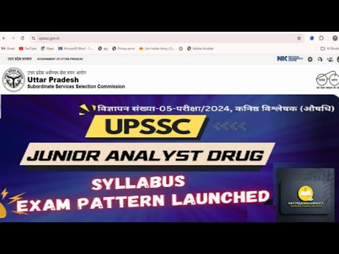 upsssc  junior analyst drug vacancy  2024 |upsssc junior drug analyst syllabus |examination pattern