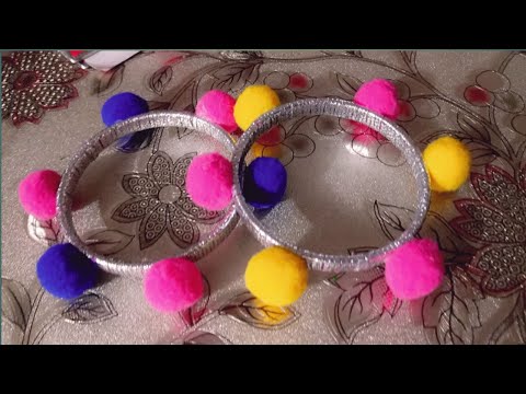 #Colorful Pom Pom Bangles/#DIY POM POM BANGLES/How to make pom pom Bangles/#pompom bangles making