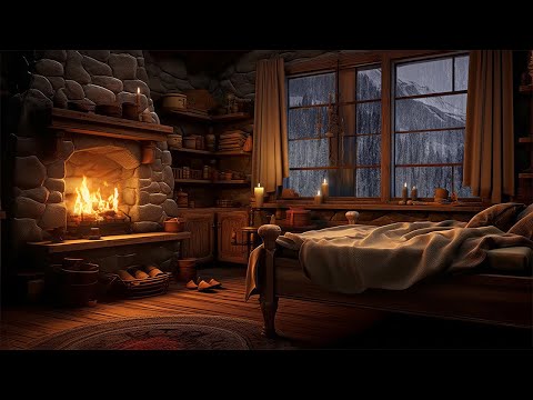 Rain on Window with Fireplace Sounds - 3 Hours of Cozy Room Ambience for Relaxation