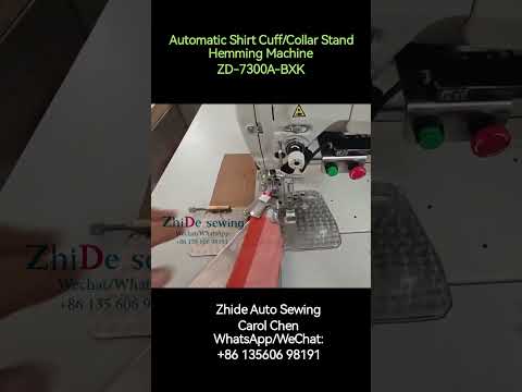 Automatic Shirt Cuff/Collar Stand Hemming Machine ZD-7300A-BXK #shirtsewingskill #garments #sewing