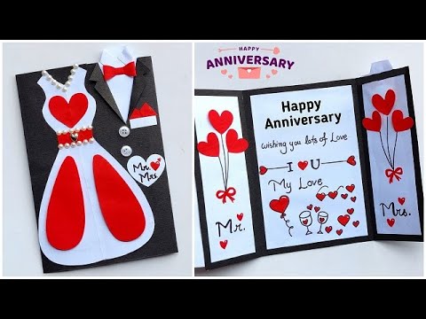 Easy and Beautiful Anniversary card making 2024 / DIY Happy Anniversary card for mom dad