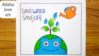 World Water Day Drawing / World Environment poster drawing / Save Water Save Earth Drawing