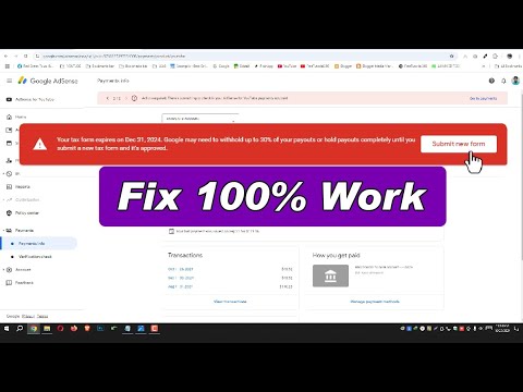 How To Resubmit Us Tax Info In Google Adsense | Submit Missing Documents Problem Fix 100% WORK