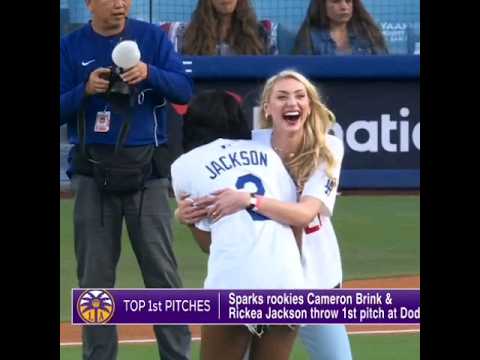 #LASparks #CameronBrink/#RickeahJackson First Pitch!  #espn #wnba #wbb #mlb #viral #shorts