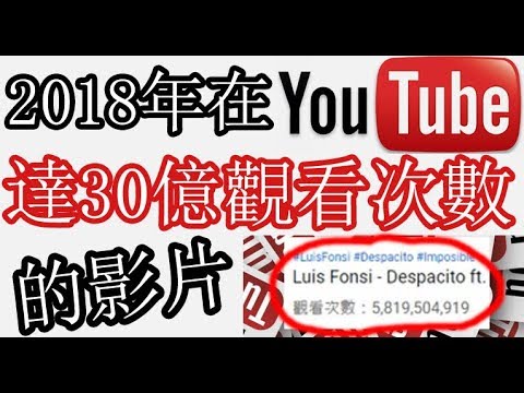 Youtube Videos with over 30 Billion Views in 2018