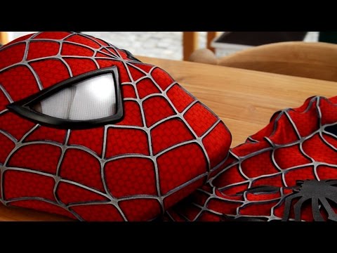 Spider-Man Suit on Table Spread Out - The Costume Unworn