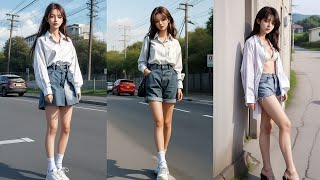 AI LOOKBOOK / White Shirt / Blue Jean / Street Fashion / Casual Fashion / Summer Fashion / AI Girl