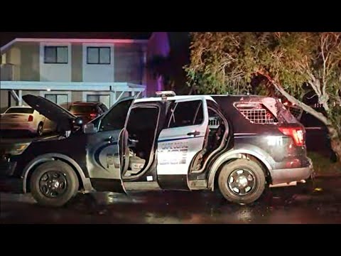 CAPE CORAL POLICE CAR CATCHES FIRE WHILE DRIVING DOWN THE STREET