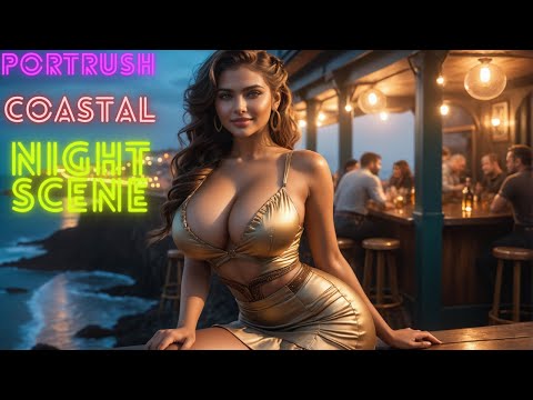 Portrush Coastal Night Scene | Ai Music video | Ai Lookbook Video