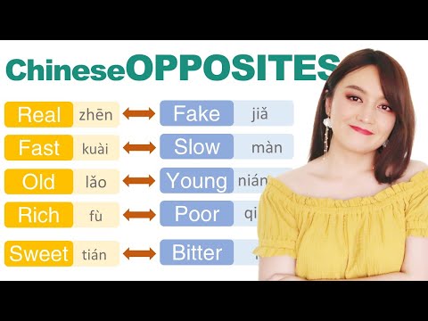 14 Common Chinese  OPPOSITE WORDS , Chinese lesson of antonyms