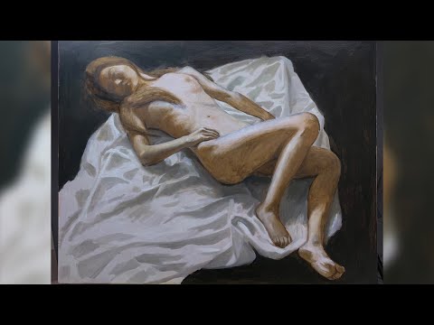 写实人体油画创作示范,底稿部分，realistic figure painting part1