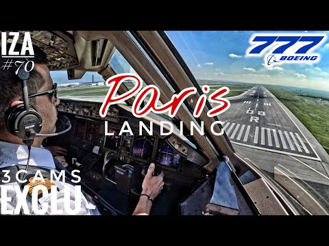 [EXCLU] B777 CDG 🇨🇵 Paris | LANDING 08R | 3 Cockpit Angles Of View 4K | ATC & Crew Coms