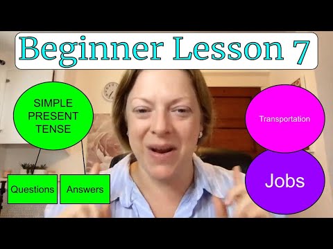 FREE ENGLISH LESSON | Beginner Program Lesson 7 Simple Present Tense, Jobs, and Transportation