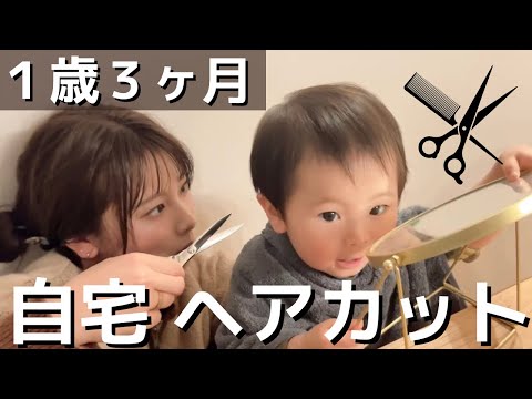 【ベビーヘアカット】自宅でセルフカット / 赤ちゃんの髪の毛 /1歳3ヶ月 / 切り方