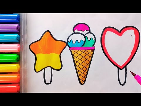 Drawing and Painting Colorful Popsicle for Kids & Toddlers | Simple Drawing, Coloring #drawing