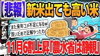 【５ｃｈスレまとめ】新米出回っても高いままのコメ価格「農水省は静観」11月は6割上昇【ゆっくり】