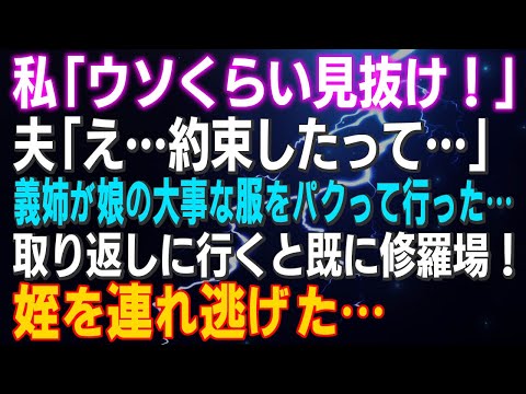 【スカッとする話】私「ウソくらい見抜け！」夫「え…約束したって…」義姉が娘の大事な服をパクって行った…取り返しに行くと既に修羅場！姪達を連れ逃げた…