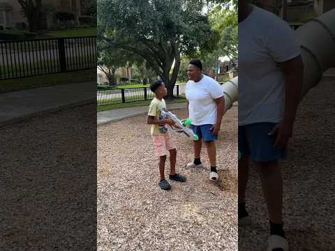 Big boy steals gel blaster from friend at the park #shorts