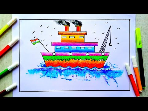 Very Easy Ship Drawing | Drawing Ideas | Kisholoy