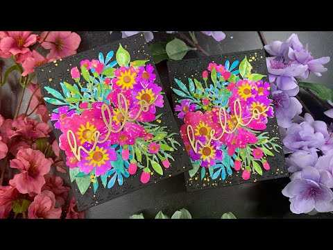 Ink Smooshed Die Cuts Cards | SSS Aurora Blooms Die Set