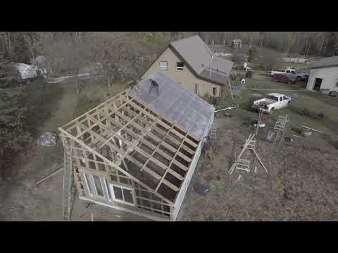 Glazing Going Up On The Passive Solar Greenhouse - No Audio