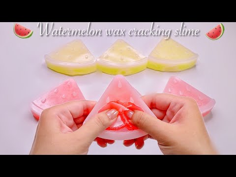 【ASMR】🍉パキパキスライムスイカ🍉【音フェチ】Watermelon wax cracking slime