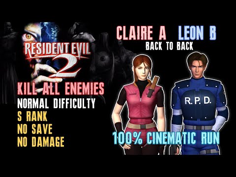 [Resident Evil 2] Kill All Enemies, Claire A/Leon B, Normal, No Box/Upgrades/Saves/Damage, S Rank