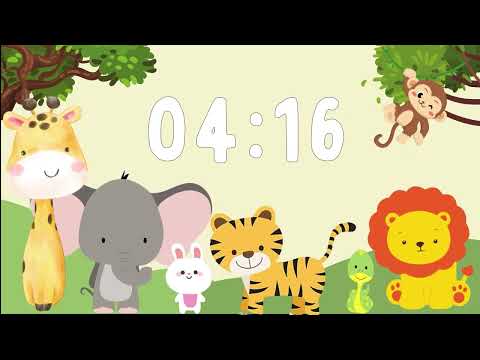 5 minute countdown timer - for  kids - animal themed - with music