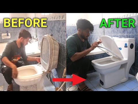 BEFORE & AFTER: How to Install a Toilet Yourself - Thrift Diving | How To Replace English Toilet