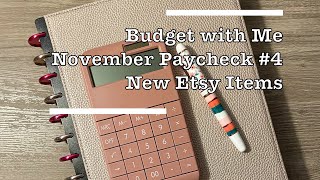 Budget with Me November Paycheck #4 | New Etsy items #budgetwithme #budget #etsy