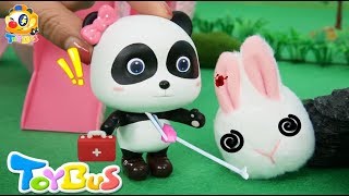 ウサギちゃんがけがしているよ！❤お医者さんごっこ❤トイバス（ToyBus) キッズ おもちゃアニメ